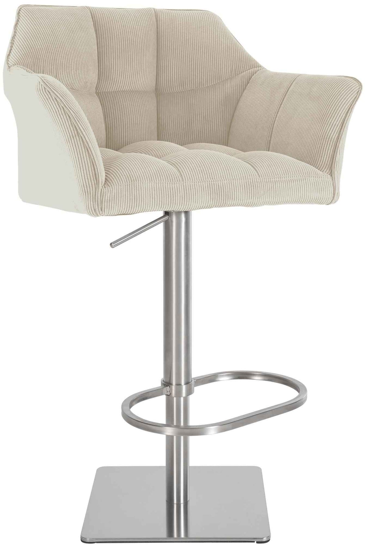 Barkruk Damaso Cord creme,roestvrij staal creme