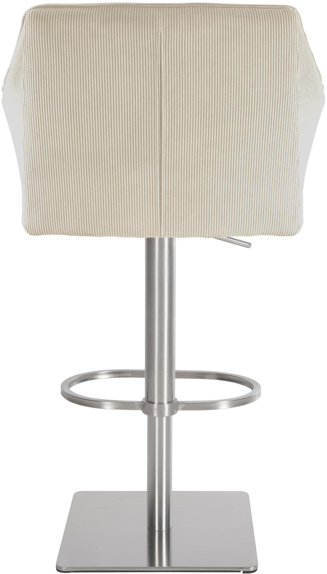 Barkruk Damaso Cord creme,roestvrij staal creme