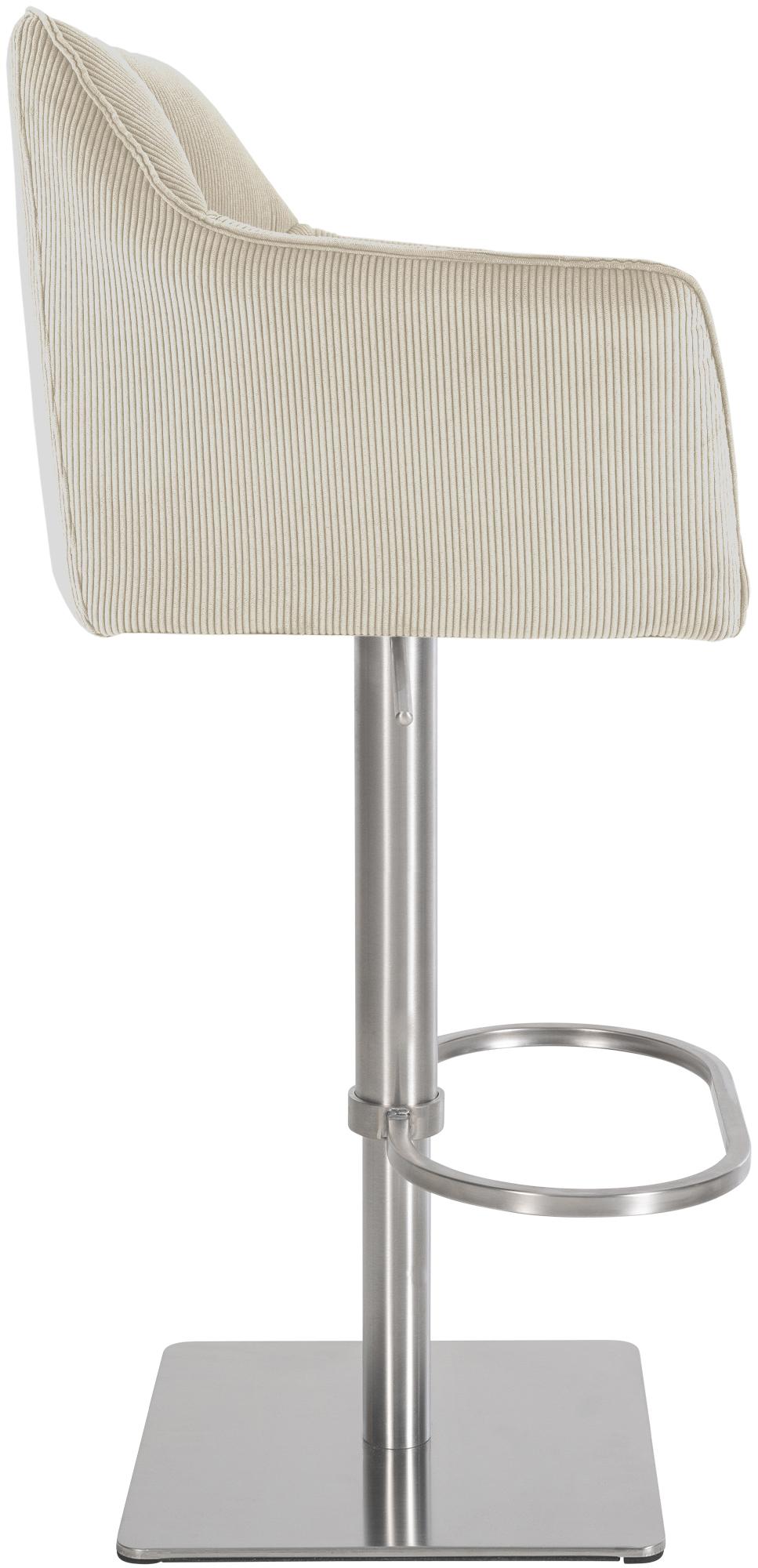 Barkruk Damaso Cord creme,roestvrij staal creme