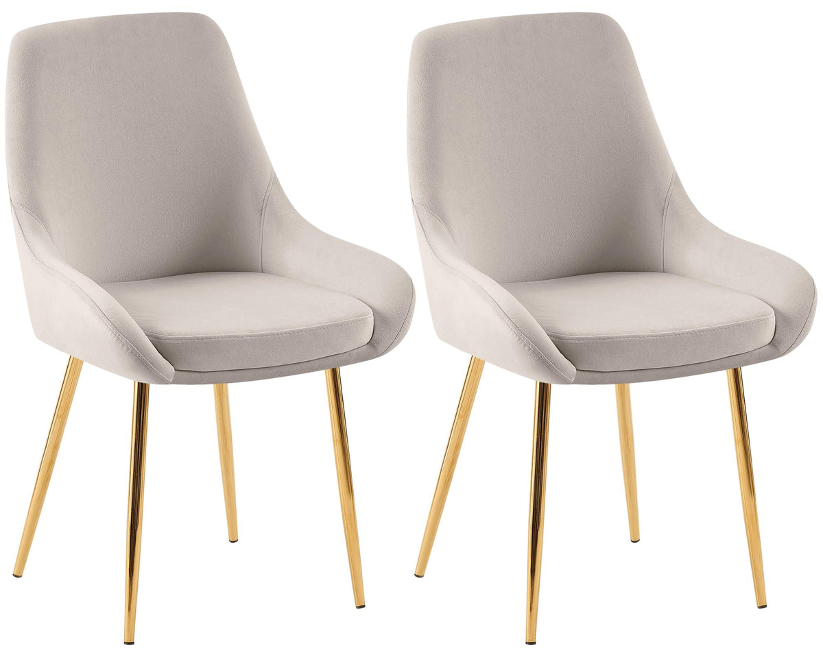 Set van 2 eetkamerstoelen Elmira grijs,Metaal Goud grau