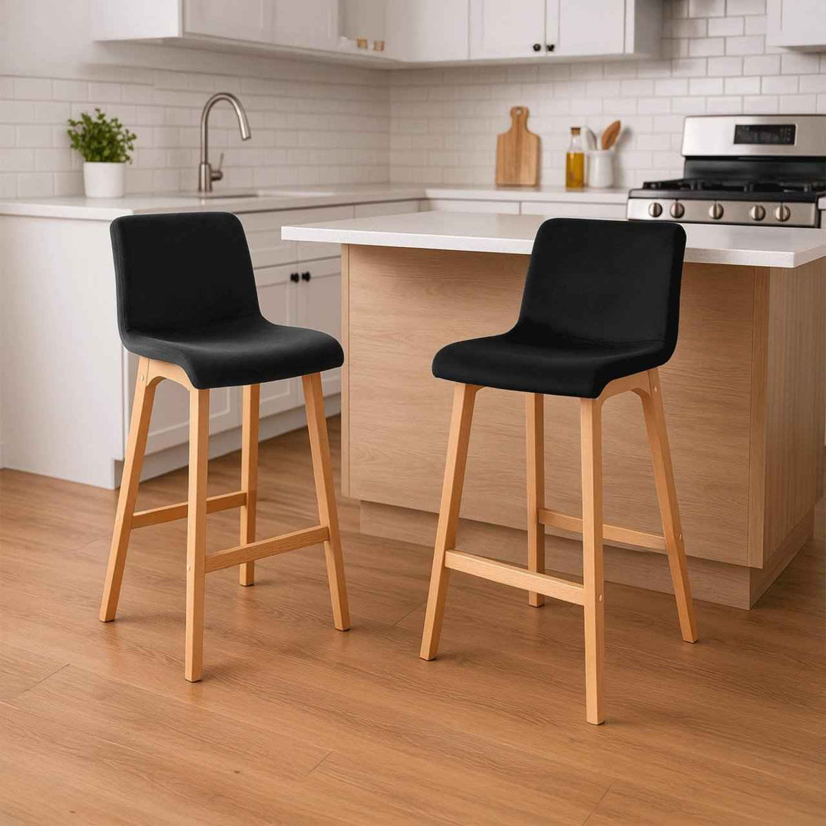 Barkruk Hover Fluweel Vierpoots frame Natura zwart schwarz