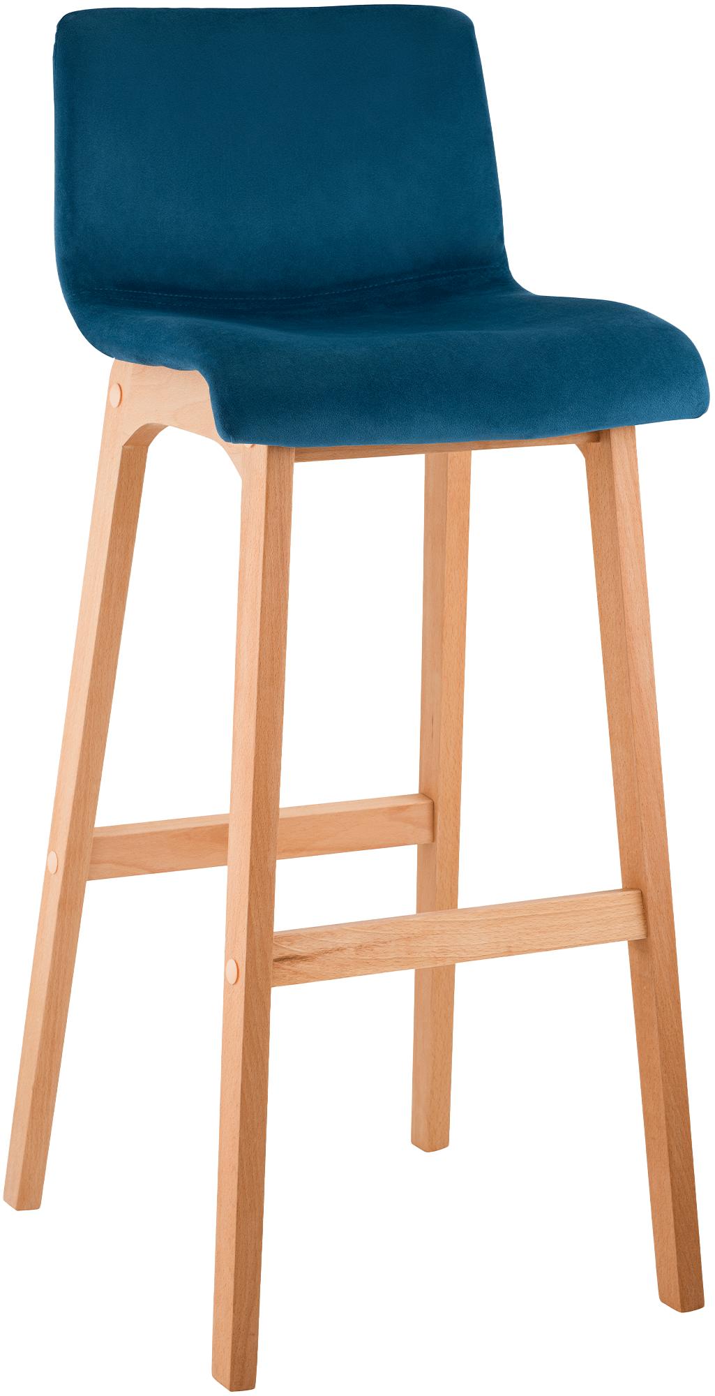 Barkruk Hover Fluweel Vierpoots frame Natura blauw blau