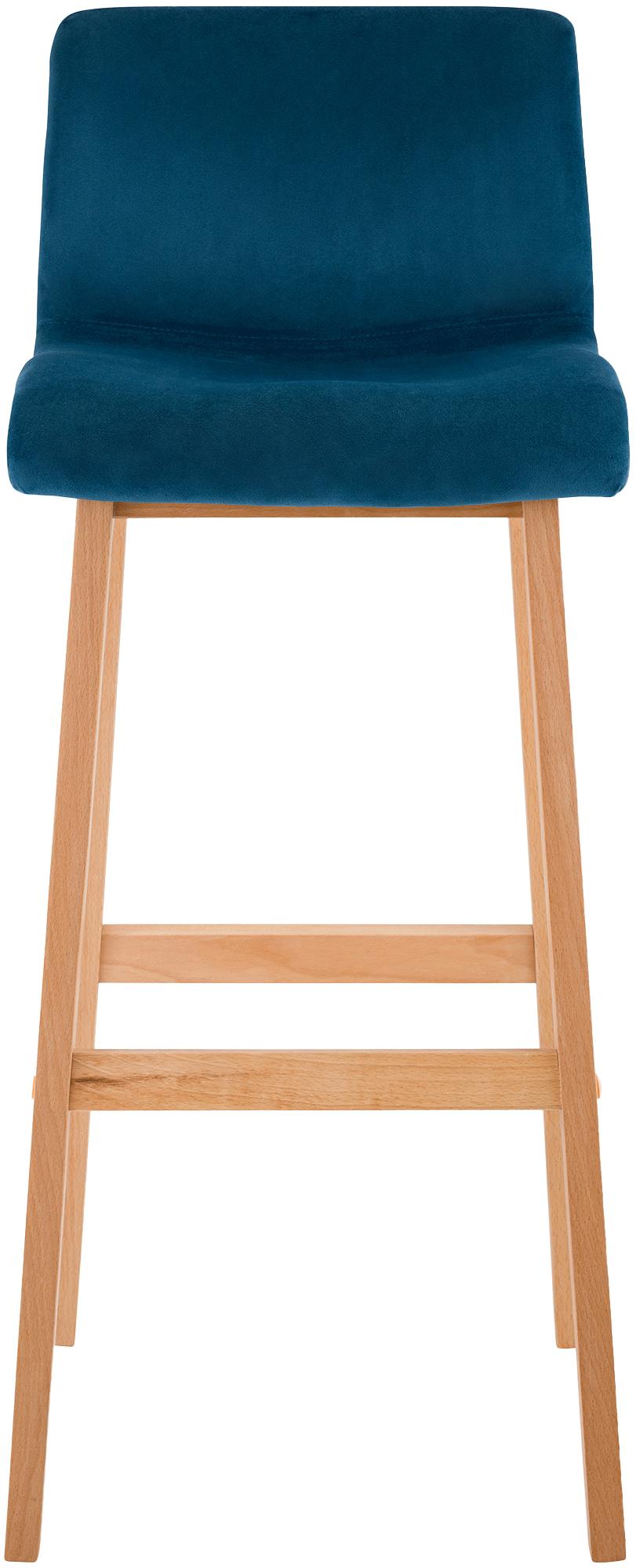 Barkruk Hover Fluweel Vierpoots frame Natura blauw blau