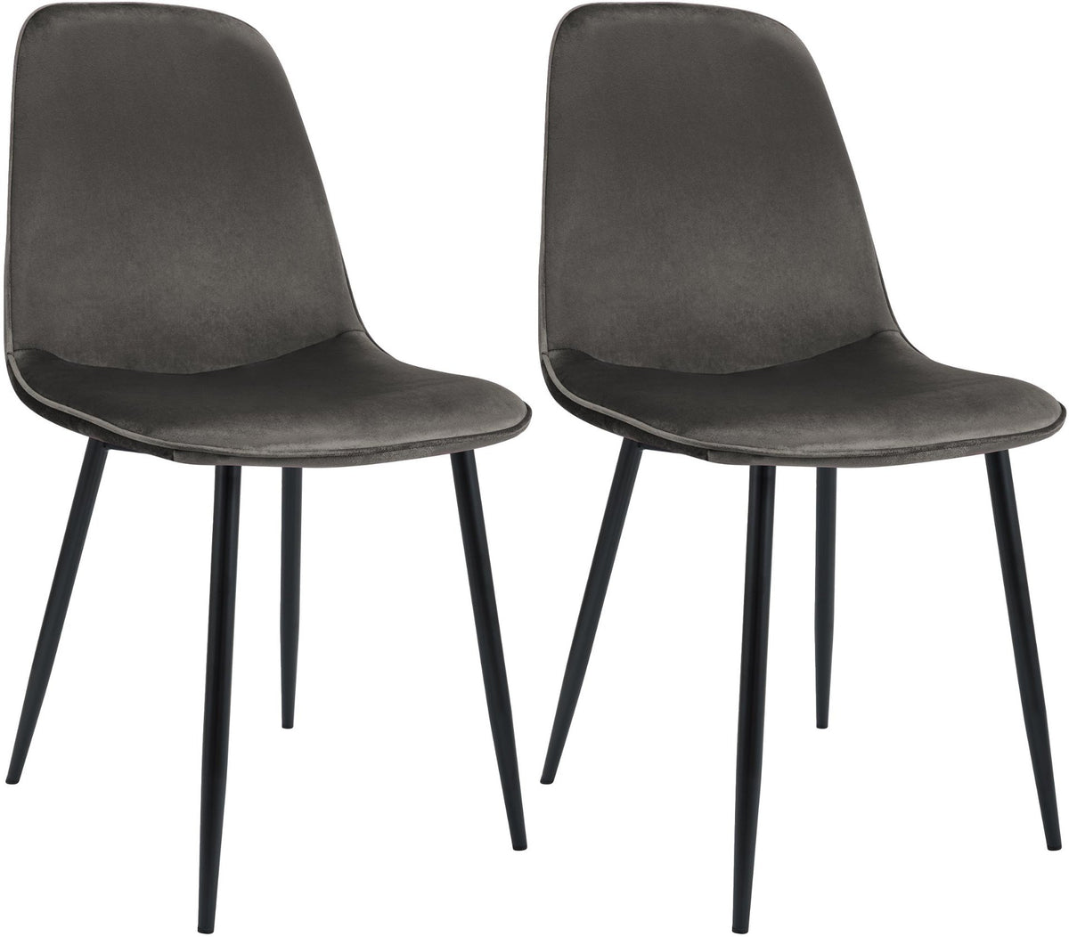 Set van 2 eetkamerstoelen Maryam antraciet,Fluweel anthrazit