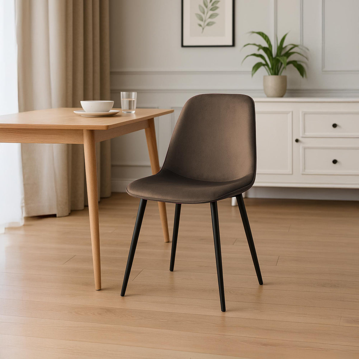 Set van 2 eetkamerstoelen Maryam bruin,Fluweel braun