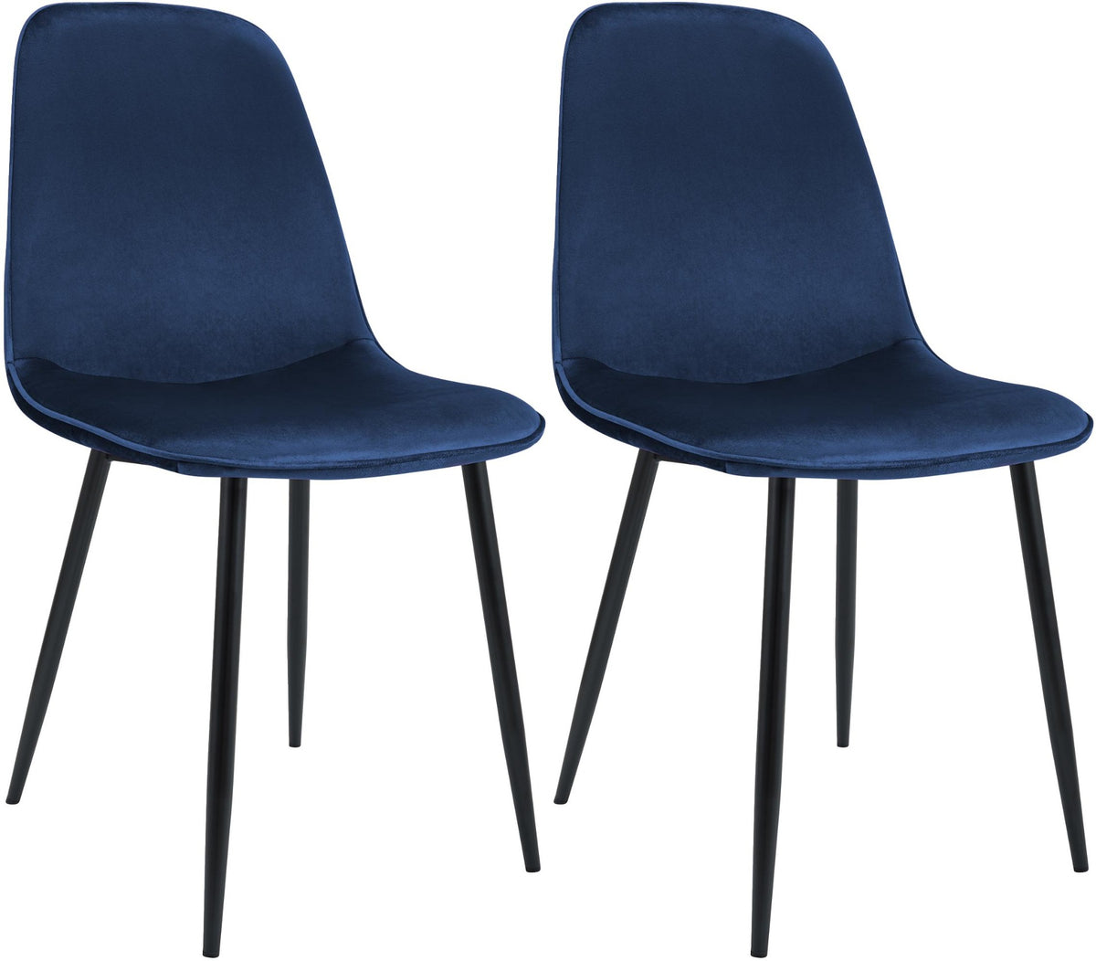 Set van 2 eetkamerstoelen Maryam donkerblauw,Fluweel dunkelblau