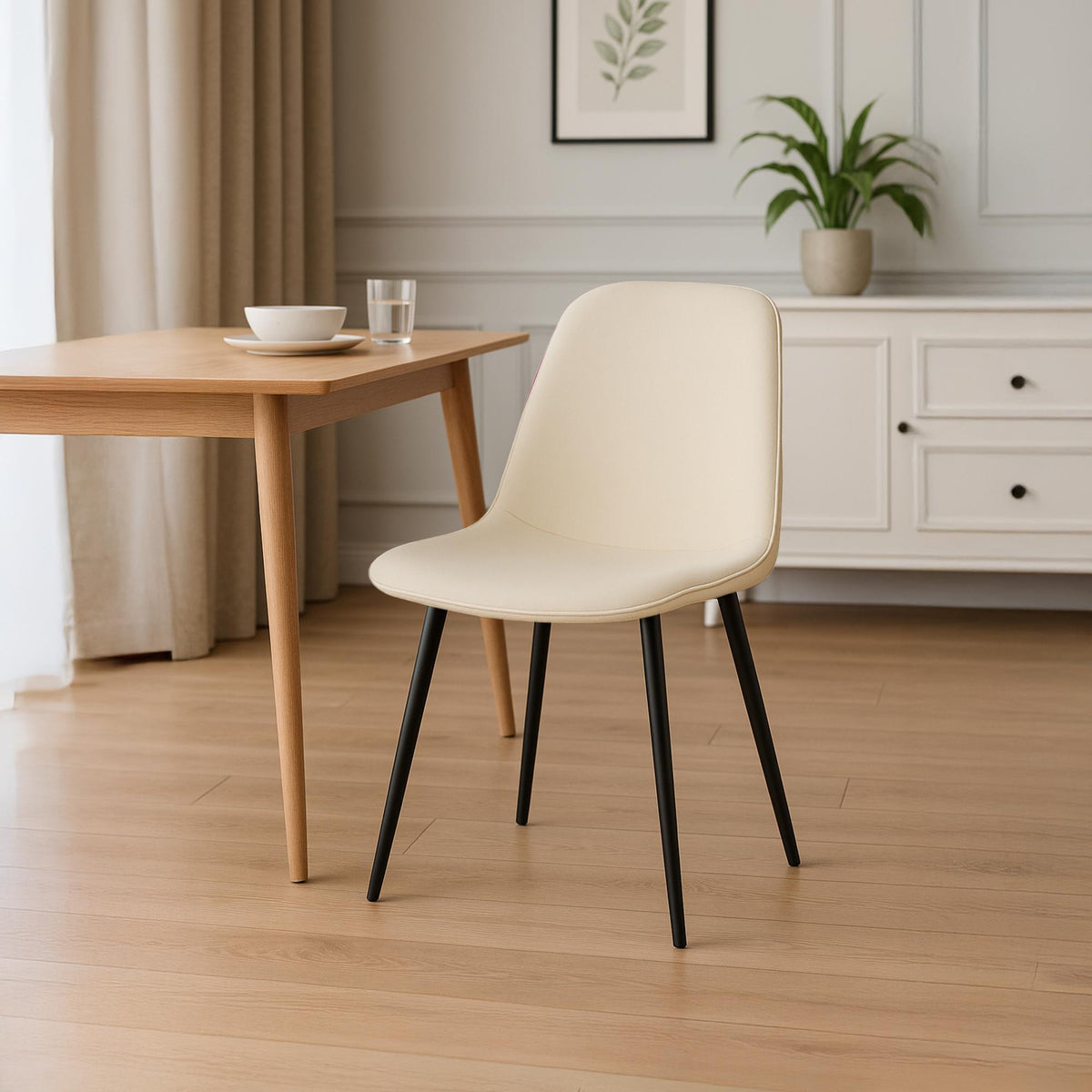 Set van 2 eetkamerstoelen Maryam creme,Fluweel creme