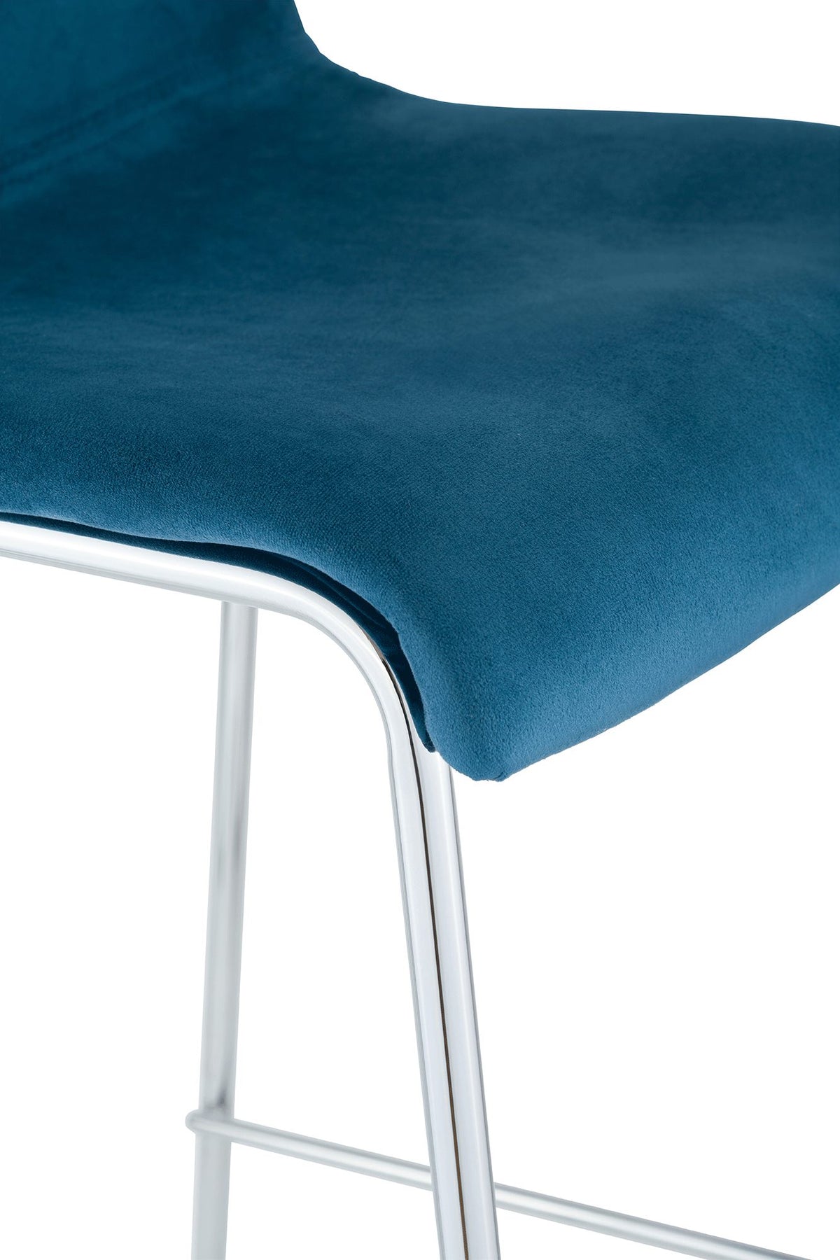 Barkruk Hover Fluweel Vierpoots frame Chroom blauw blau
