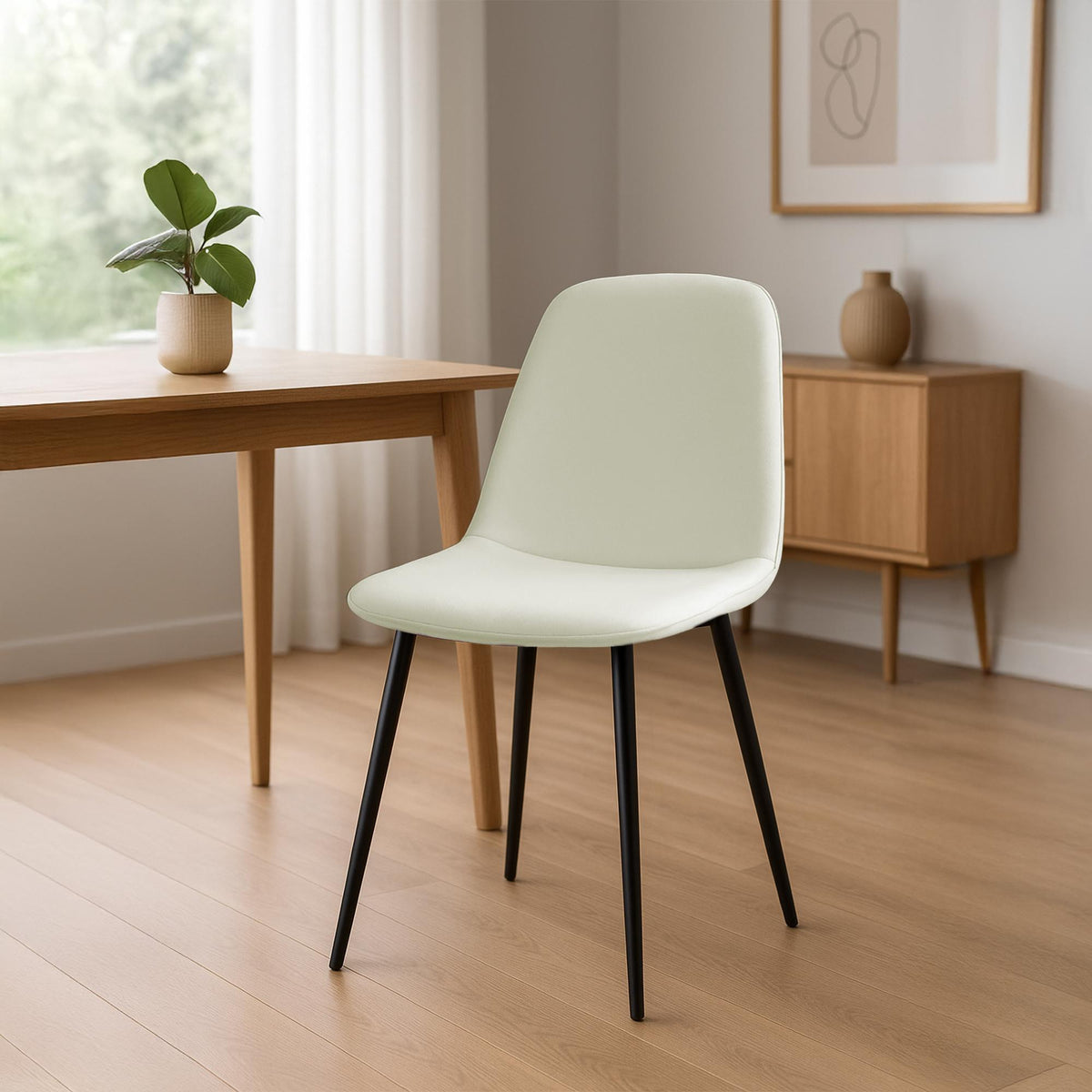 Set van 2 eetkamerstoelen Maryam creme,Stof creme