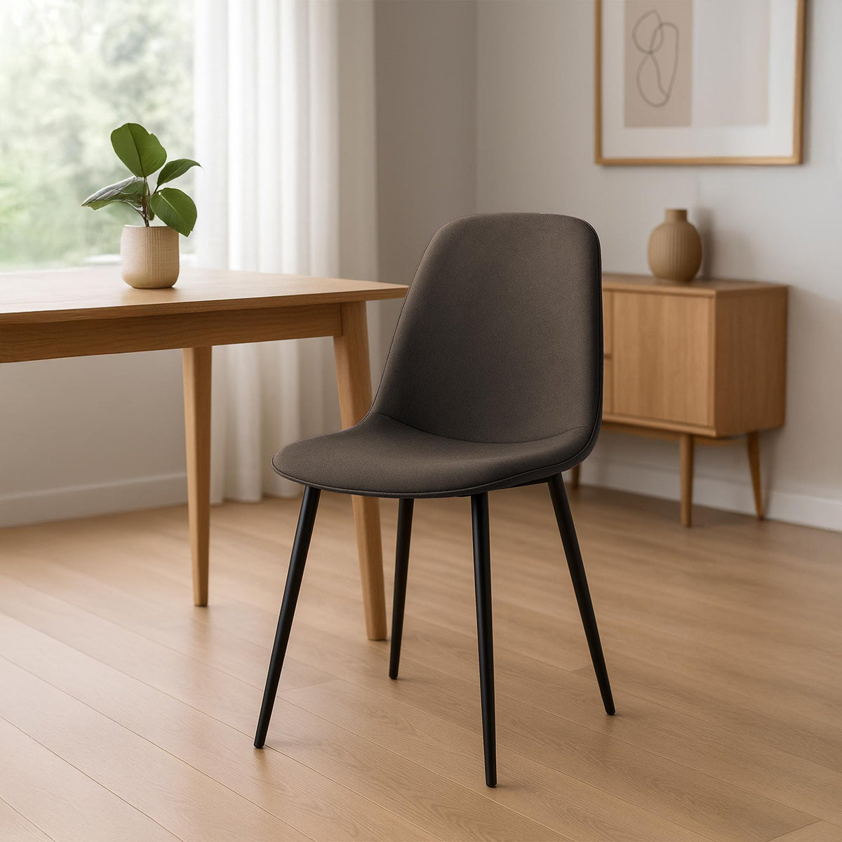 Set van 2 eetkamerstoelen Maryam bruin,Stof braun