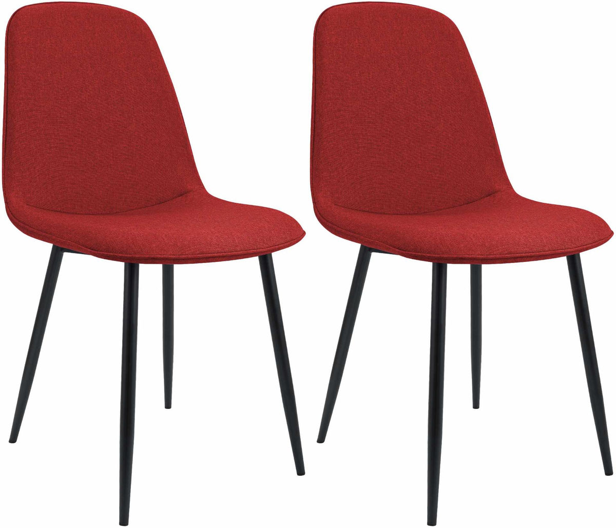 Set van 2 eetkamerstoelen Maryam rood,Stof rot