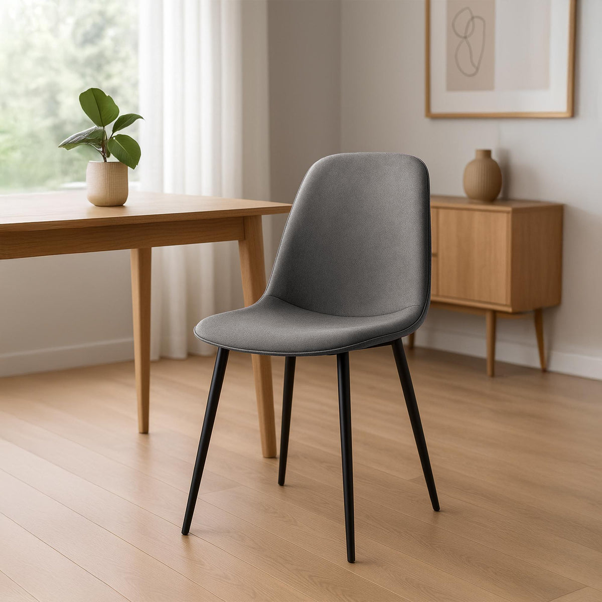 Set van 2 eetkamerstoelen Maryam licht grijs,Stof hellgrau