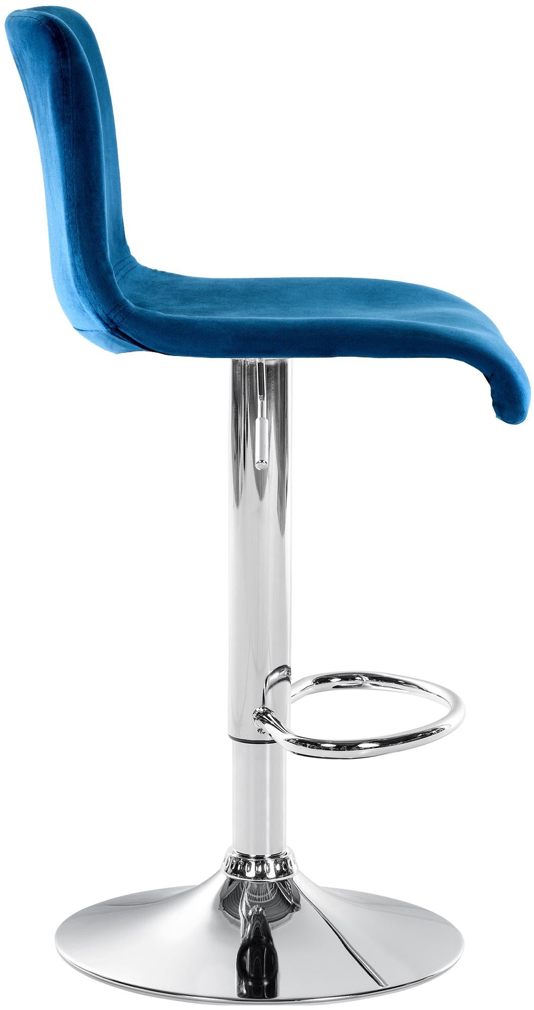 Barkruk Hover Fluweel blauw,Metaal in chroomoptiek blau