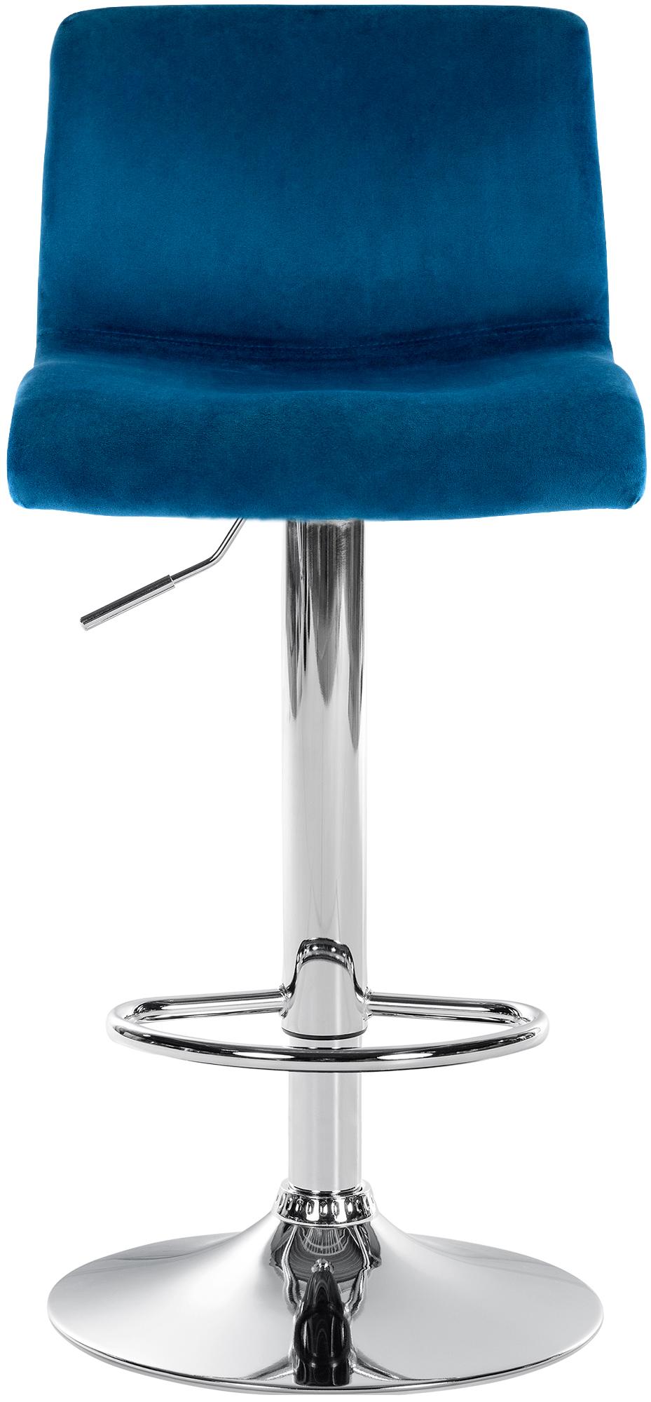 Barkruk Hover Fluweel blauw,Metaal in chroomoptiek blau