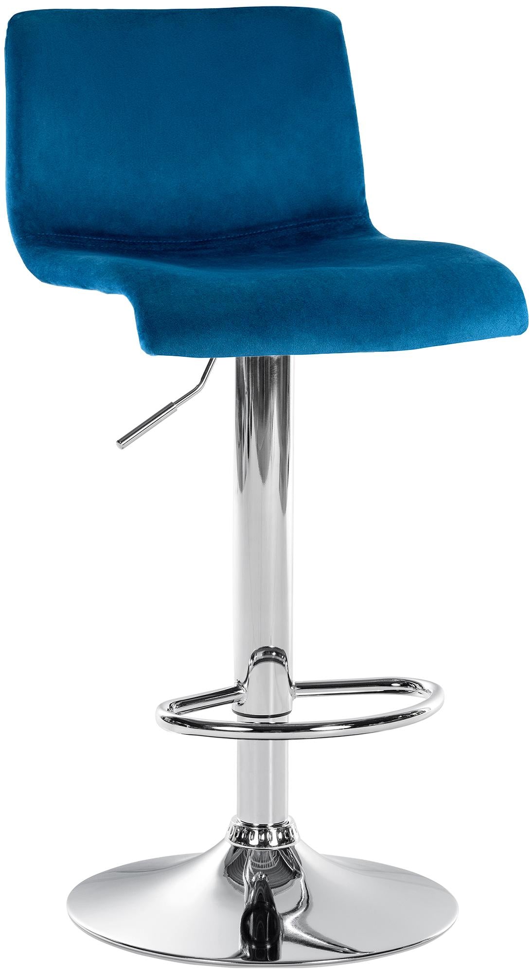 Barkruk Hover Fluweel blauw,Metaal in chroomoptiek blau