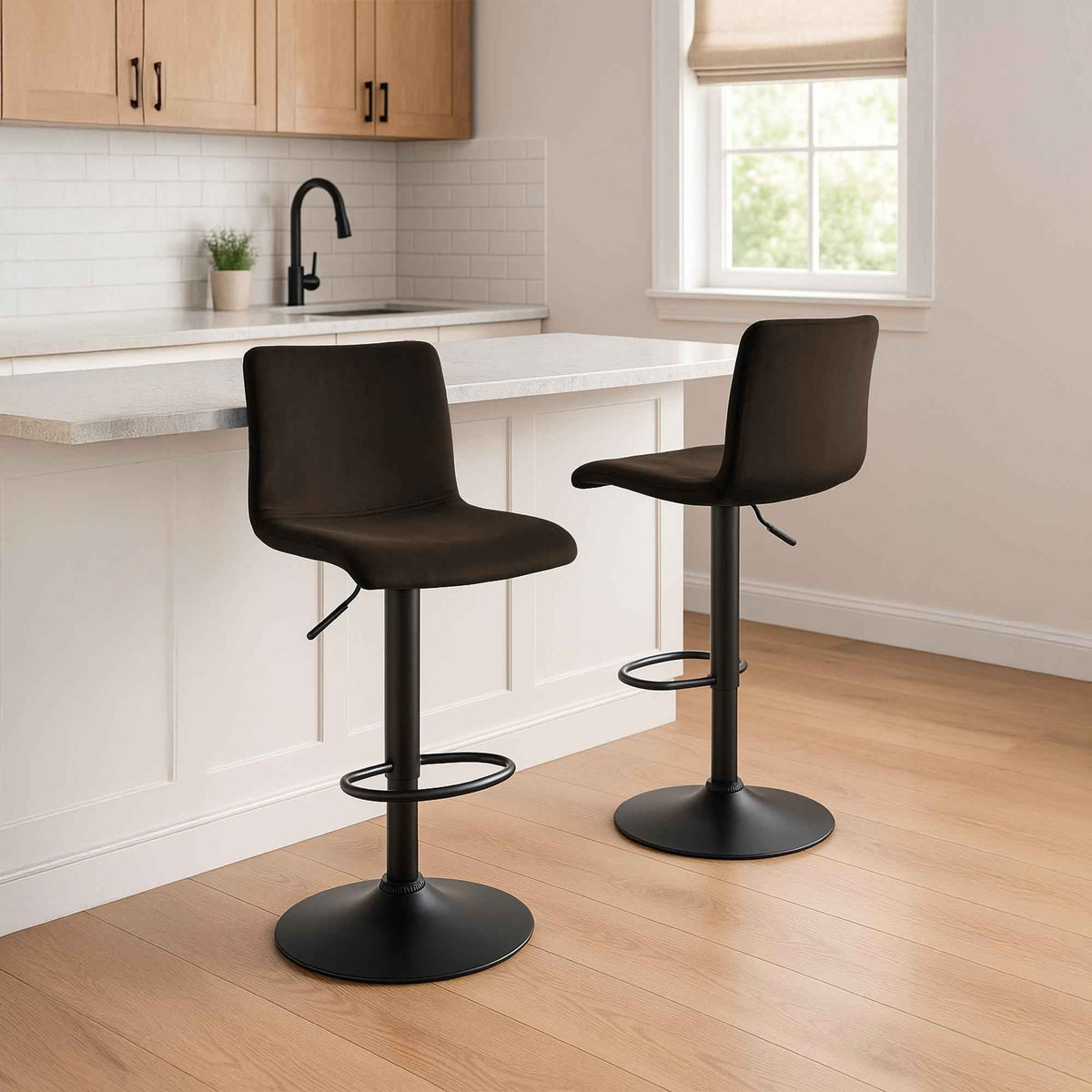 Barkruk Hover Fluweel bruin,Metaal mat zwart braun