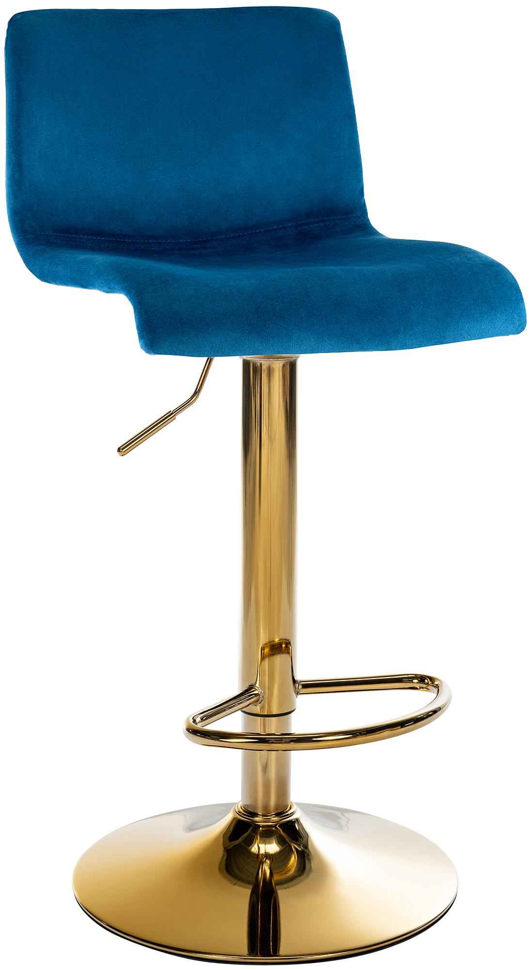 Barkruk Hover Fluweel blauw,Metaal Goud blau