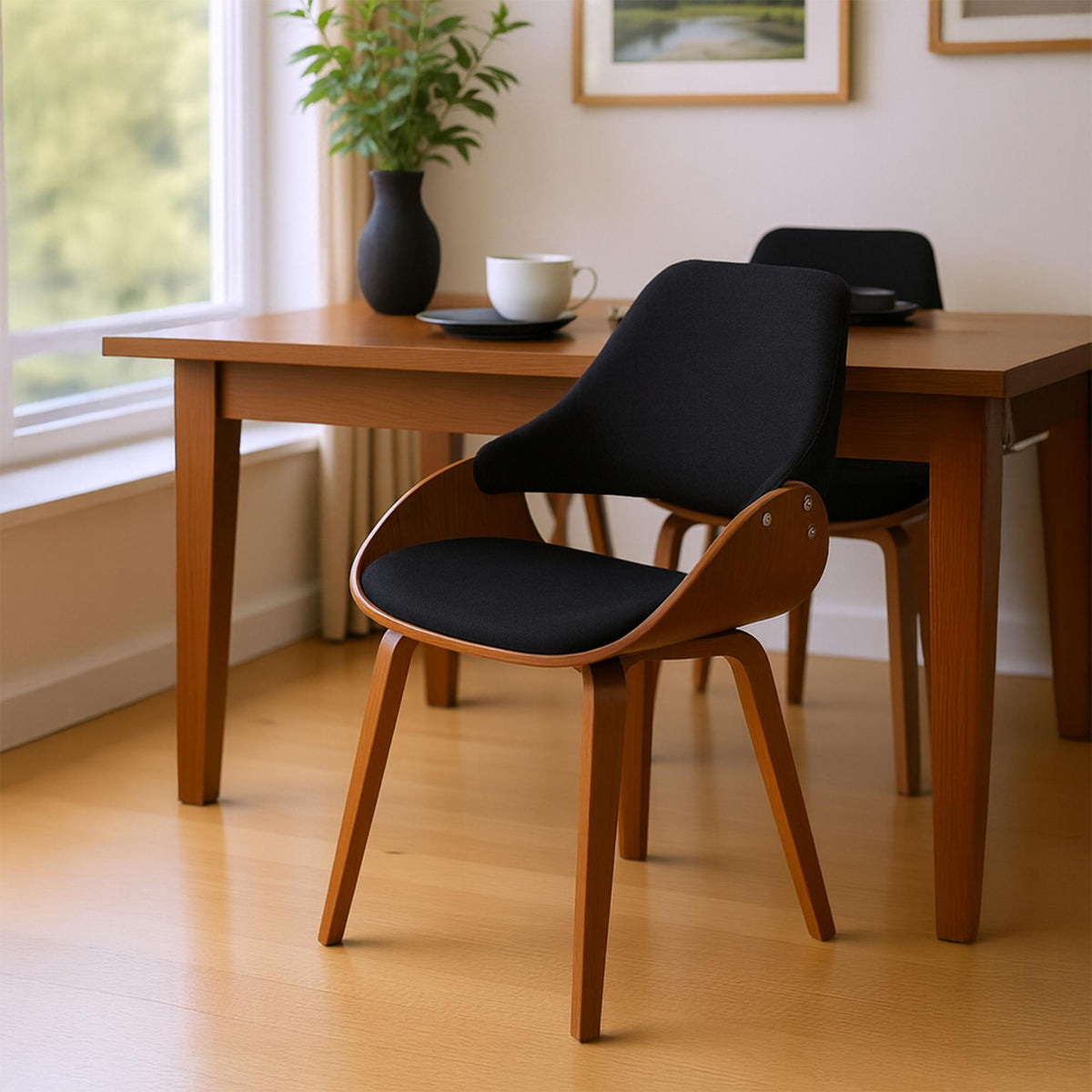 Set van 2 eetkamerstoelen Vangale walnoot/zwart,Stof walnuss/schwarz
