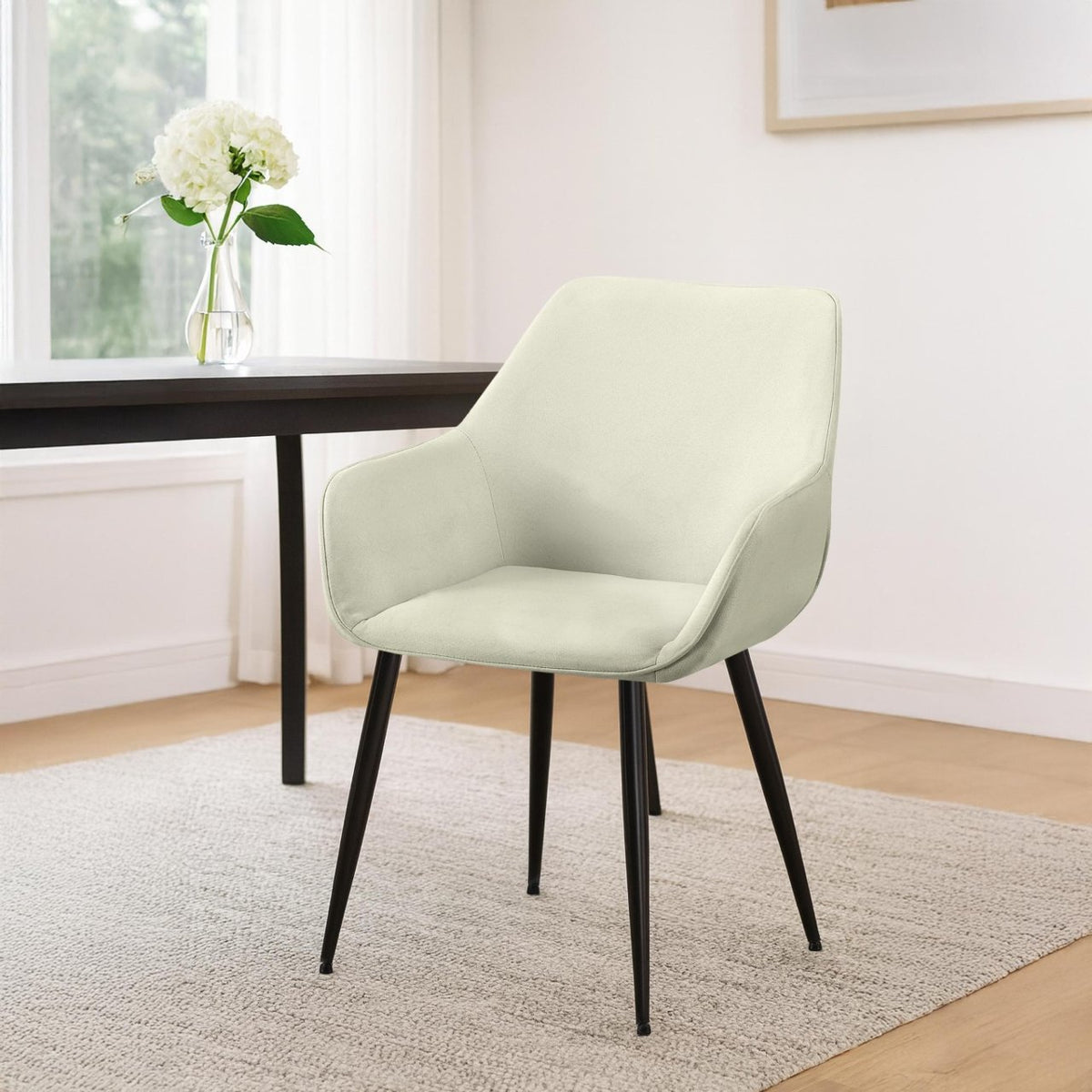 2er Set Esszimmerstuhl Vessa Stoff creme