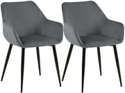 2er Set Esszimmerstuhl Vessa Samt dunkelgrau