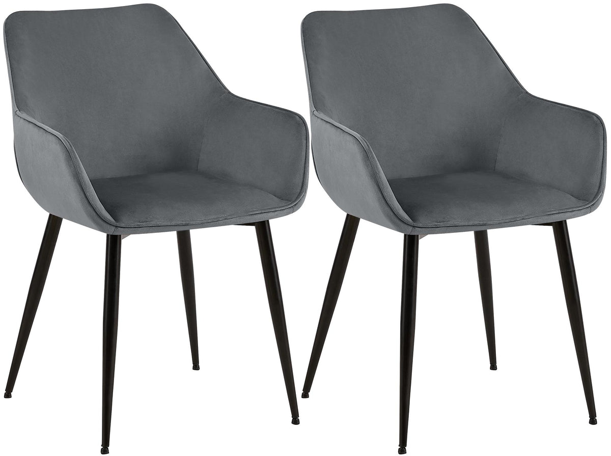 2er Set Esszimmerstuhl Vessa Samt dunkelgrau