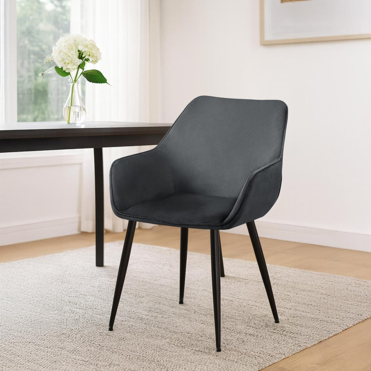 2er Set Esszimmerstuhl Vessa Samt dunkelgrau