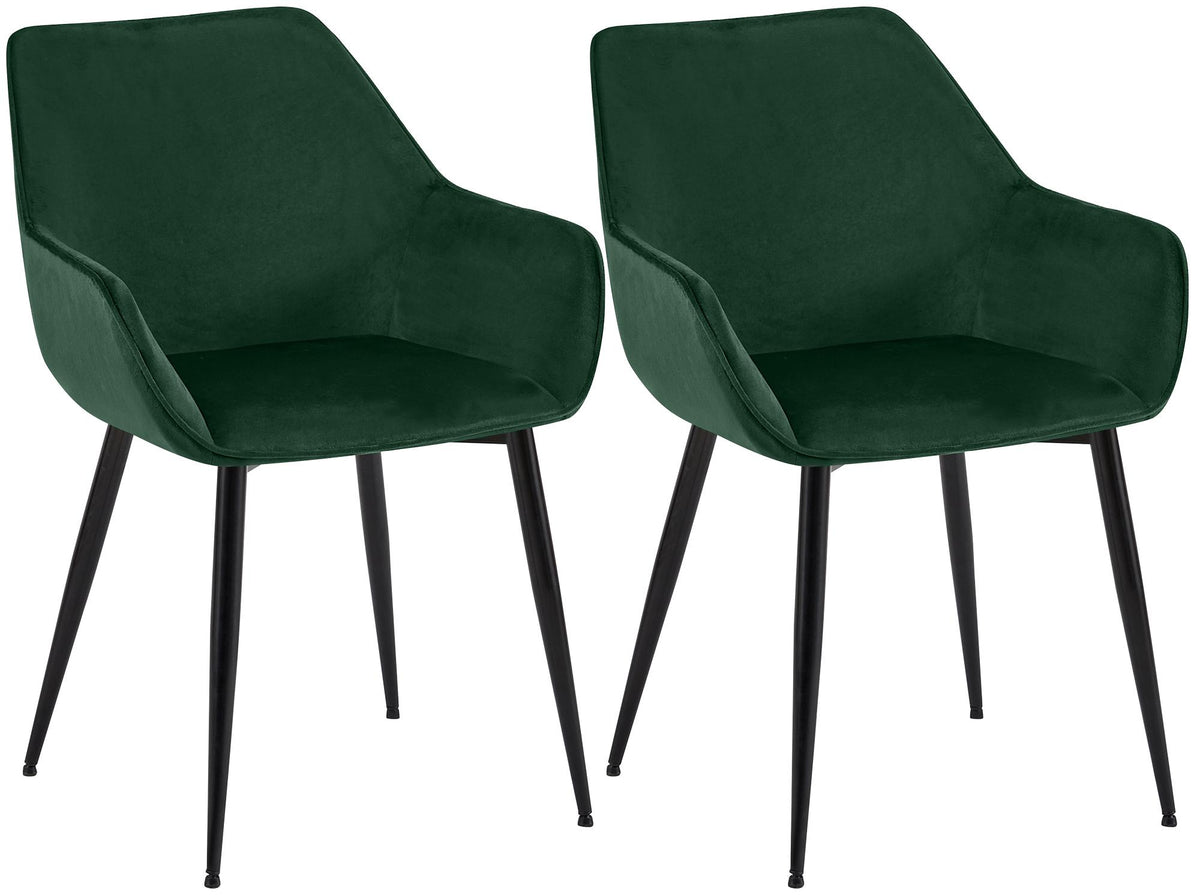 2er Set Esszimmerstuhl Vessa Samt grün