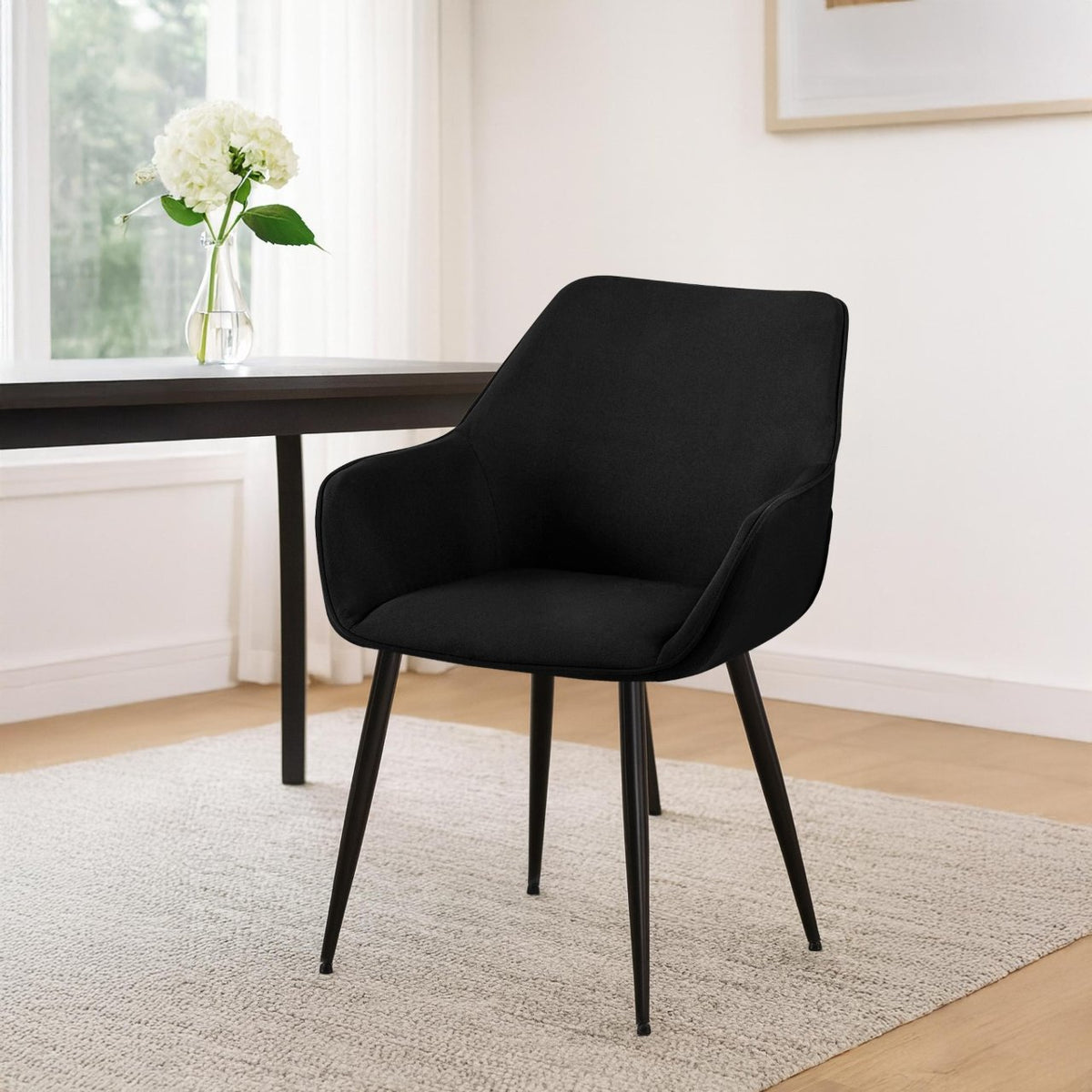 2er Set Esszimmerstuhl Vessa Stoff schwarz