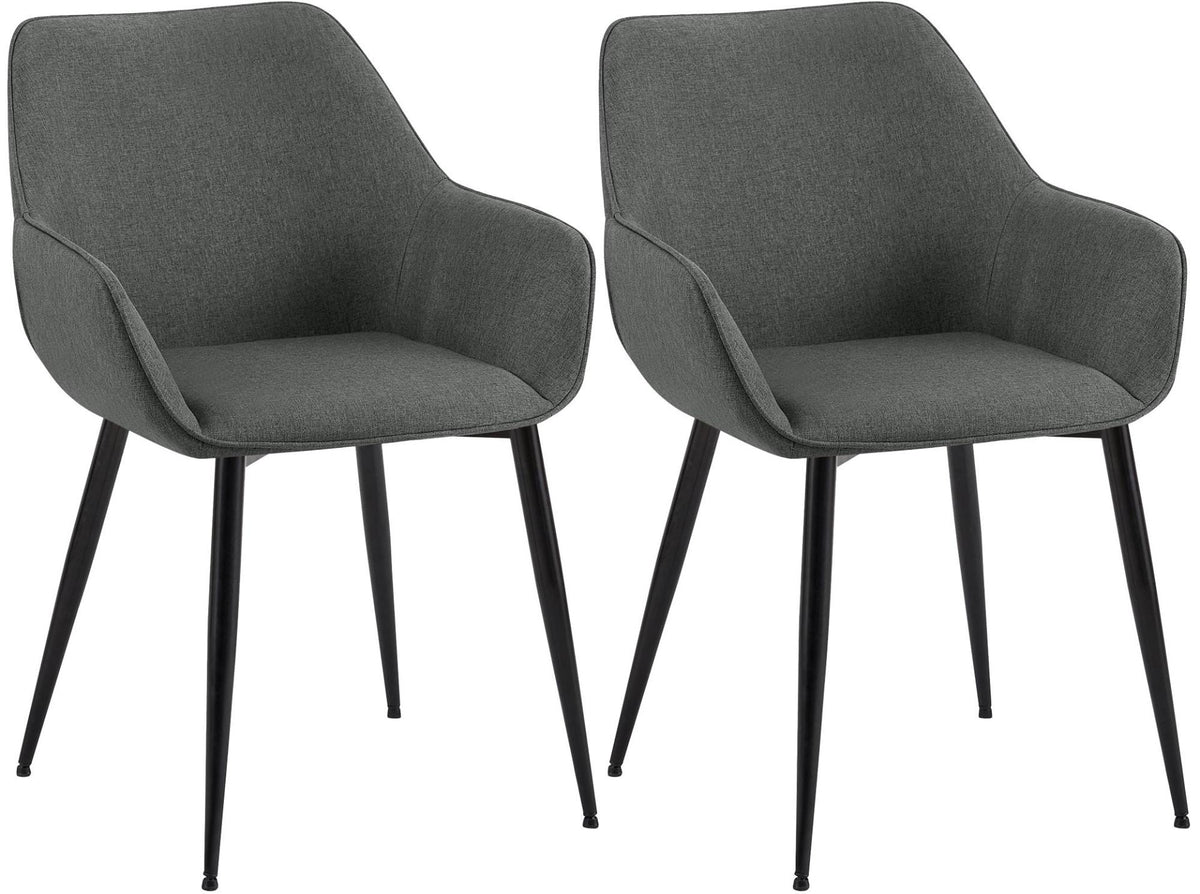 2er Set Esszimmerstuhl Vessa Stoff dunkelgrau