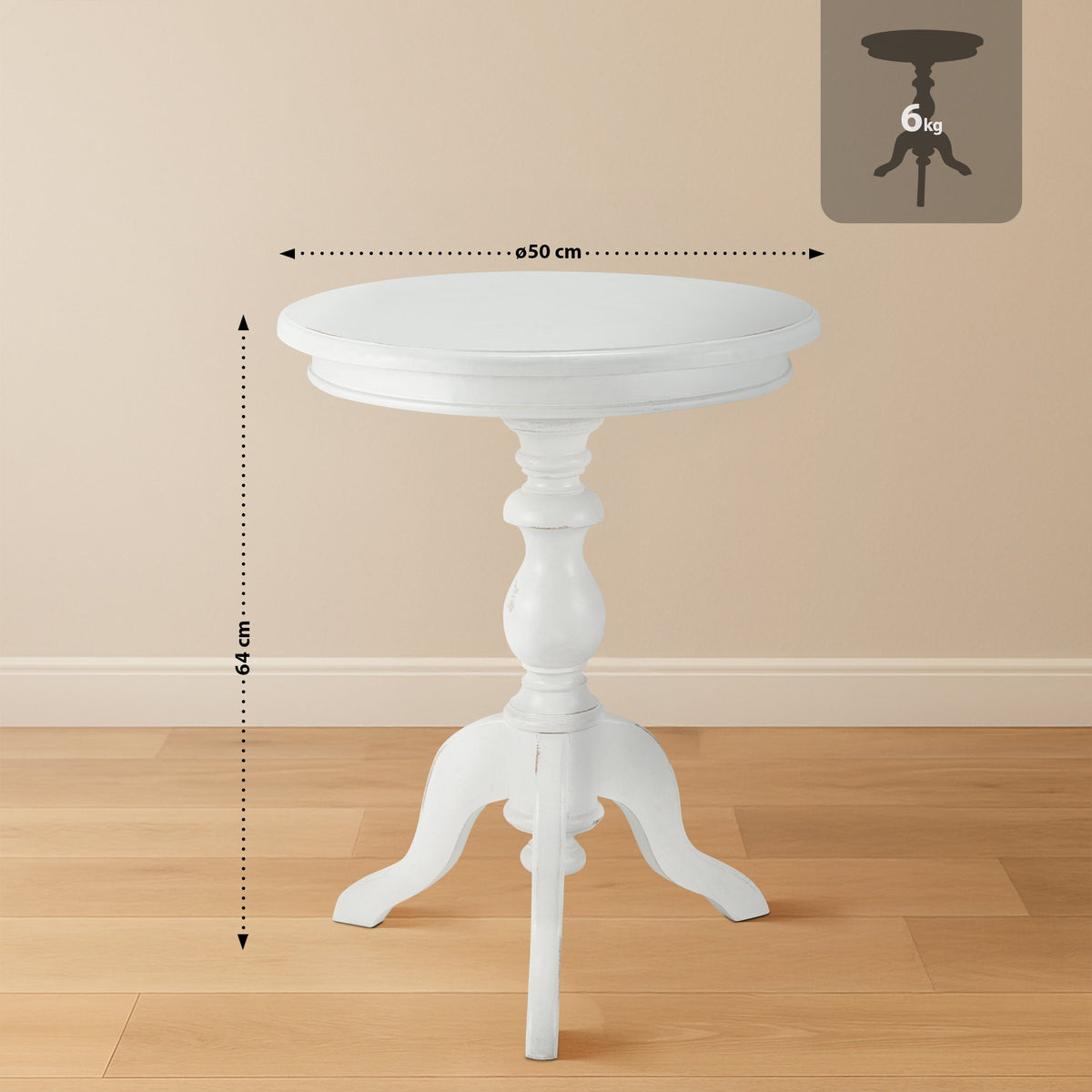 Bijzettafel Wiva 50 cm antiek/wit antik weiß