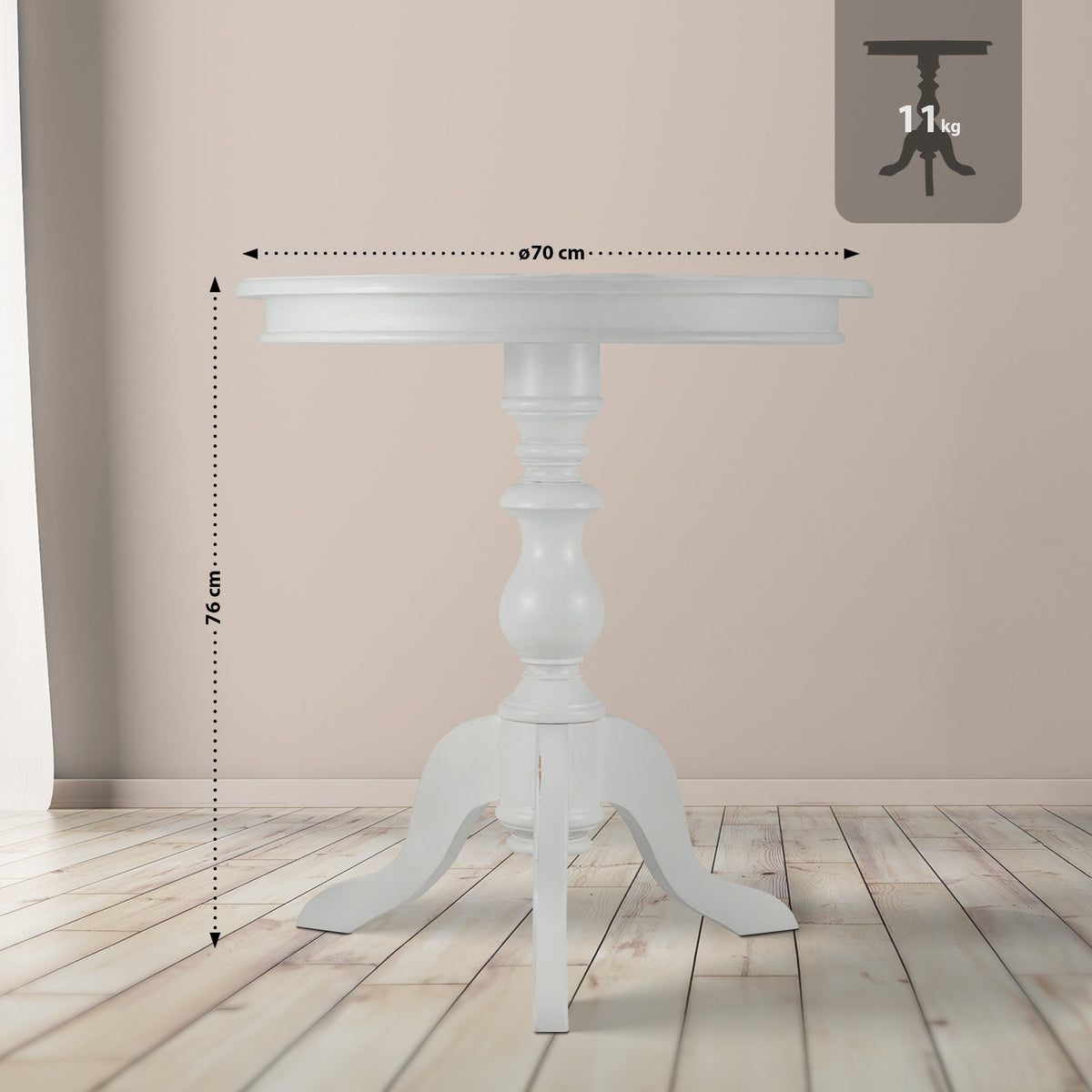 Bijzettafel Wiva 70 cm antiek/wit antik weiß
