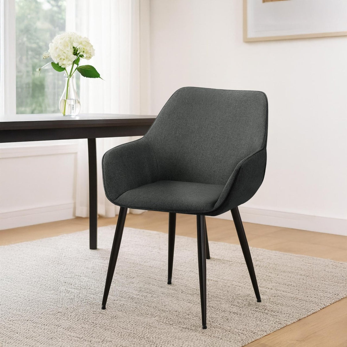 Set van 2 eetkamerstoelen Luena donkergrijs,Stof dunkelgrau