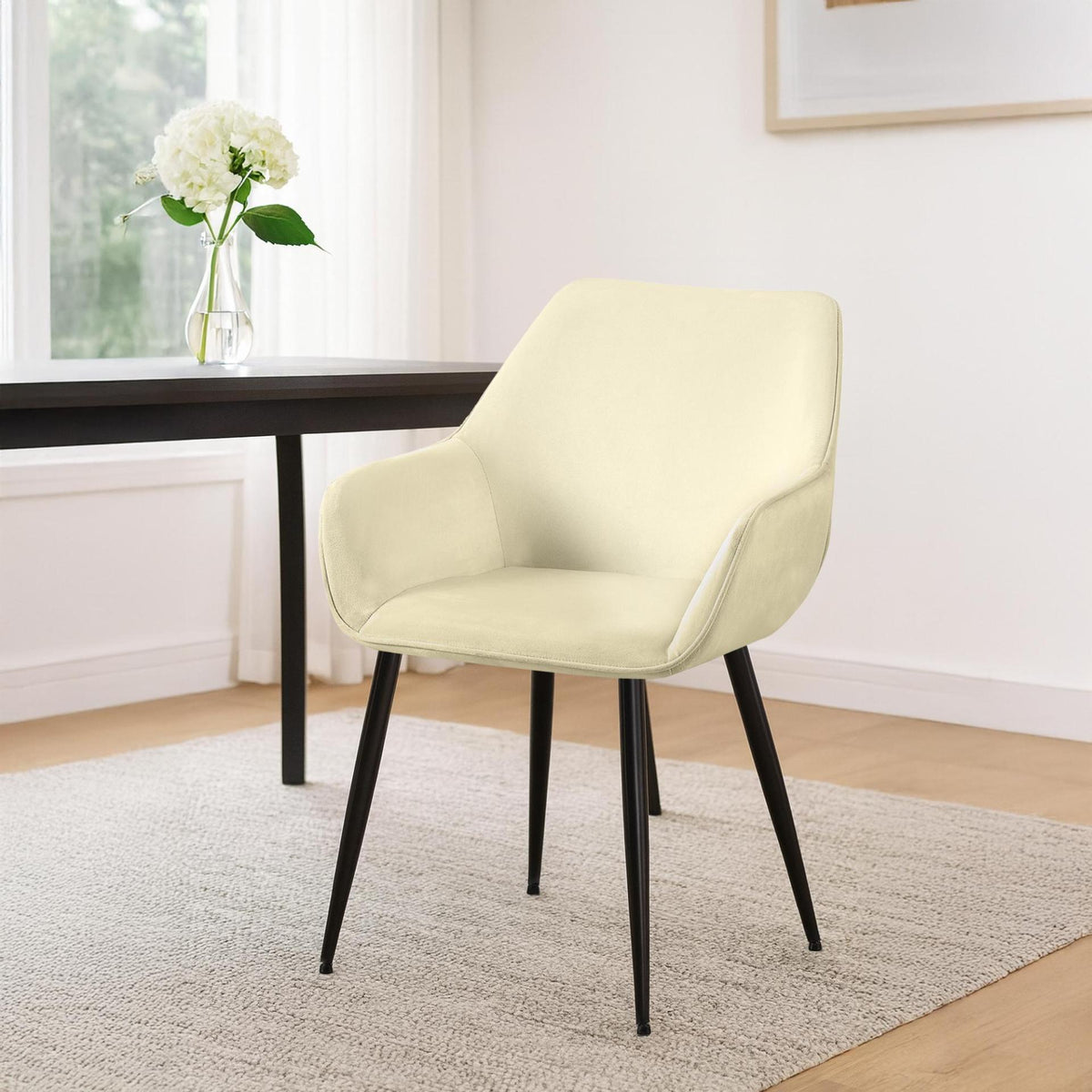 Set van 2 eetkamerstoelen Luena creme,Fluweel creme