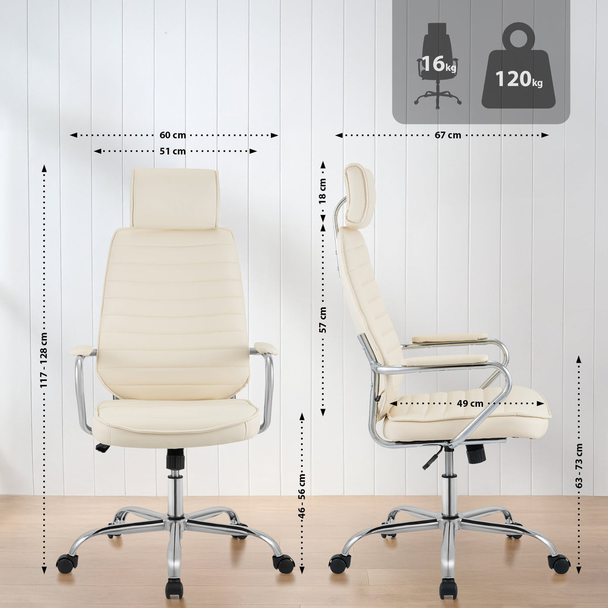 Bureaustoel Rako creme creme