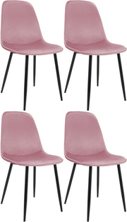 Set van 4 eetkamerstoelen Maryam rosa,Fluweel rosa