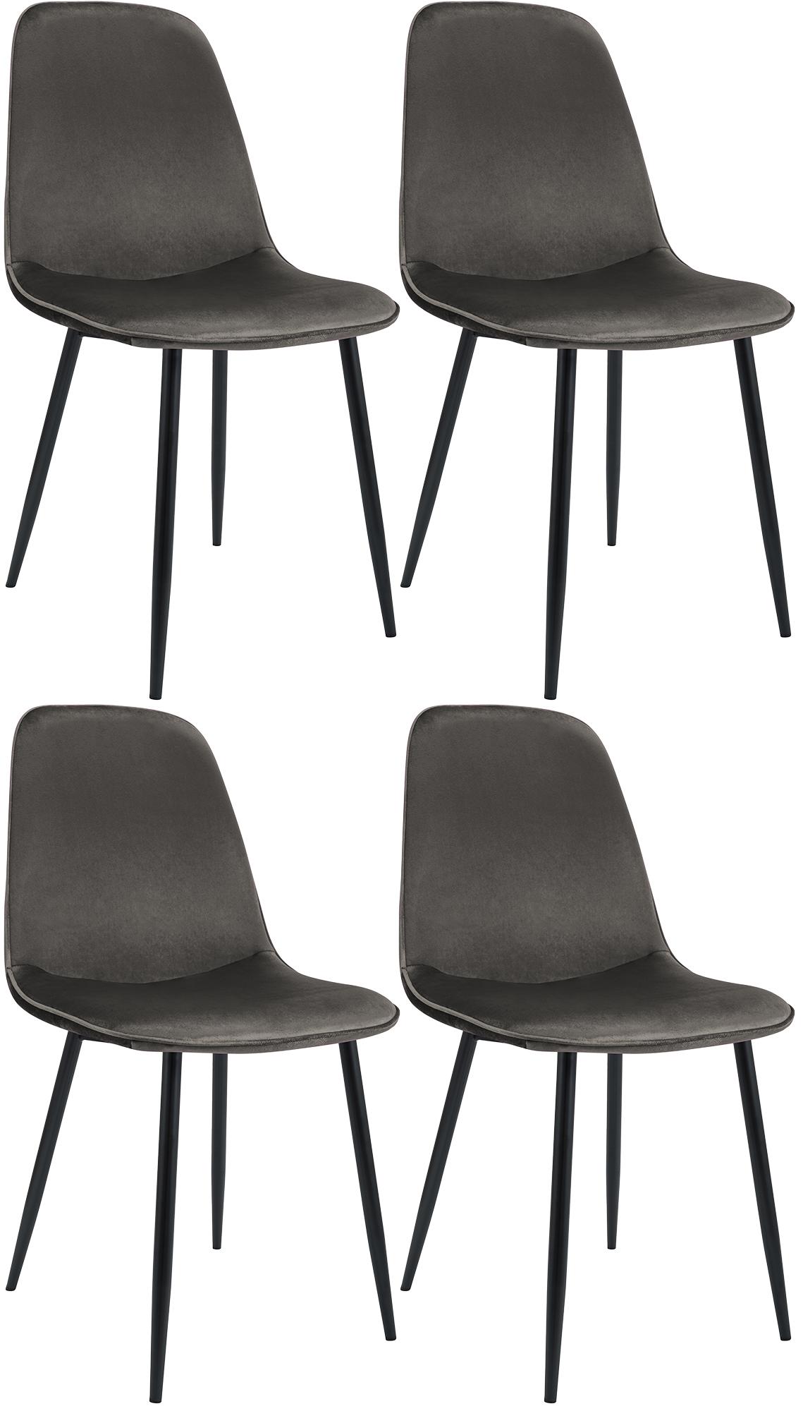 Set van 4 eetkamerstoelen Maryam antraciet,Fluweel anthrazit