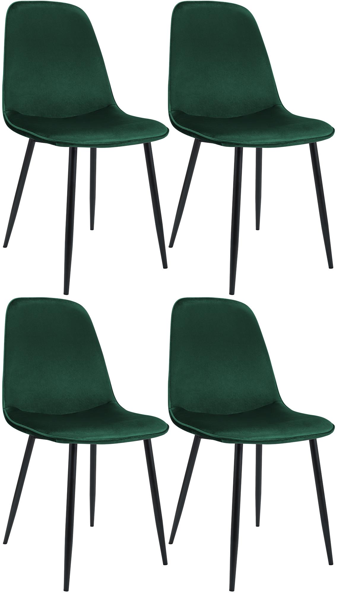 Set van 4 eetkamerstoelen Maryam groen,Fluweel grün