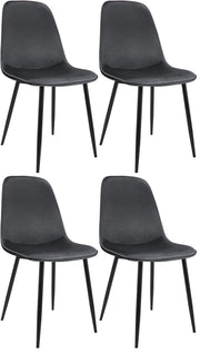 Set van 4 eetkamerstoelen Maryam donkergrijs,Fluweel dunkelgrau
