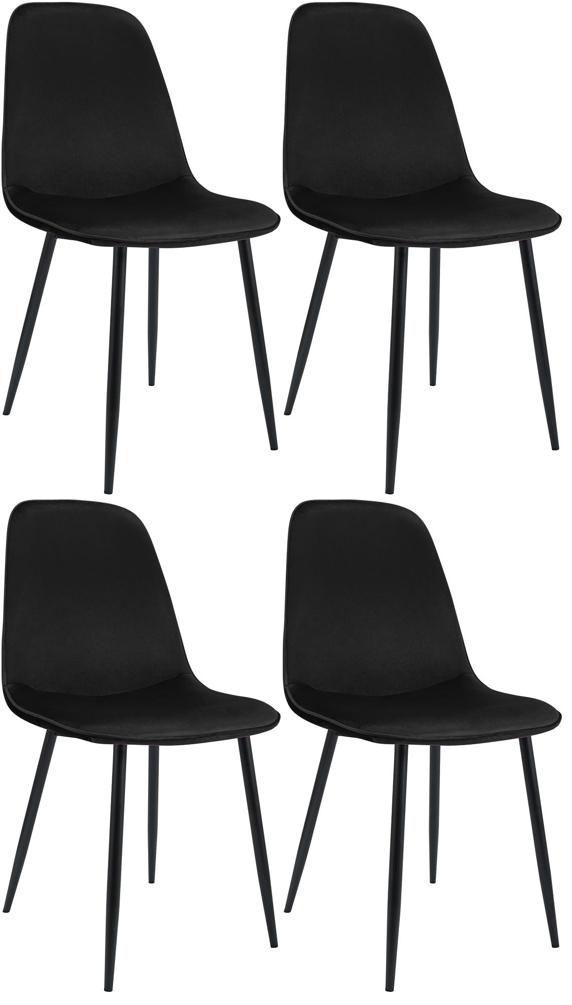 Set van 4 eetkamerstoelen Maryam zwart,Fluweel schwarz