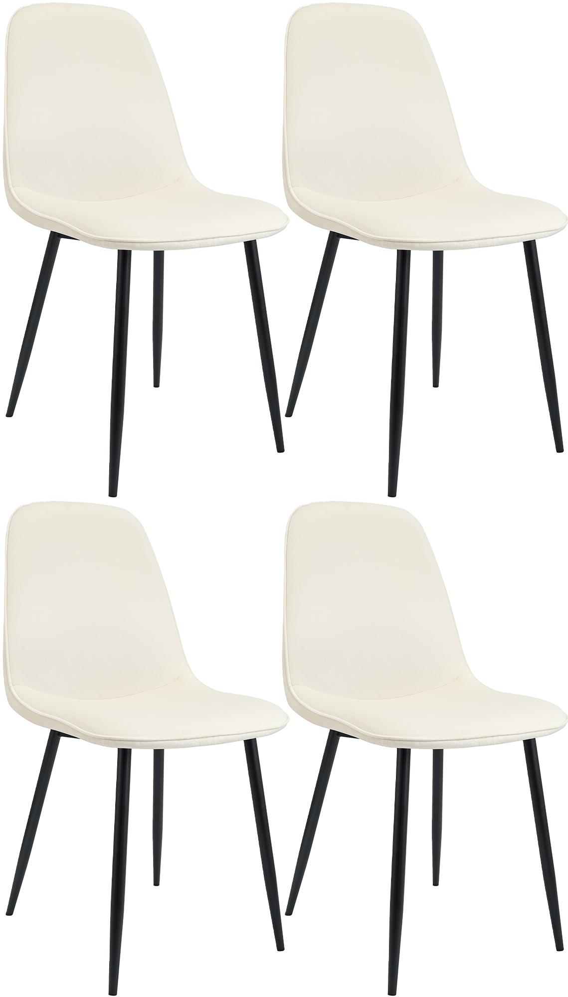 Set van 4 eetkamerstoelen Maryam creme,Fluweel creme
