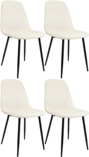 Set van 4 eetkamerstoelen Maryam creme,Fluweel creme