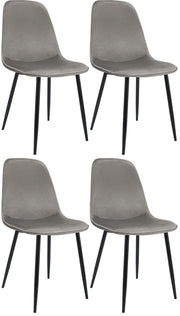 Set van 4 eetkamerstoelen Maryam licht grijs,Fluweel hellgrau