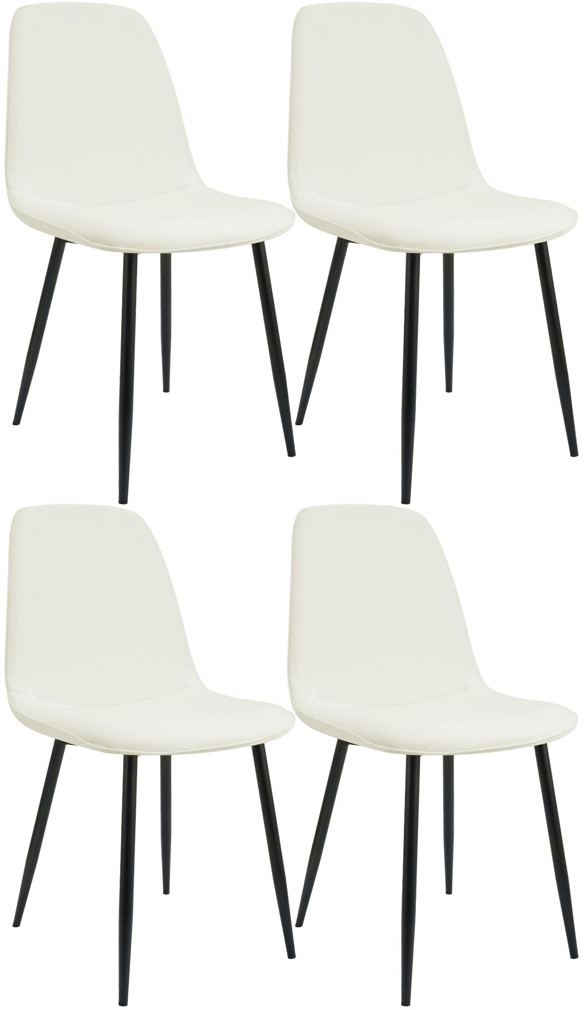 Set van 4 eetkamerstoelen Maryam creme,Stof creme