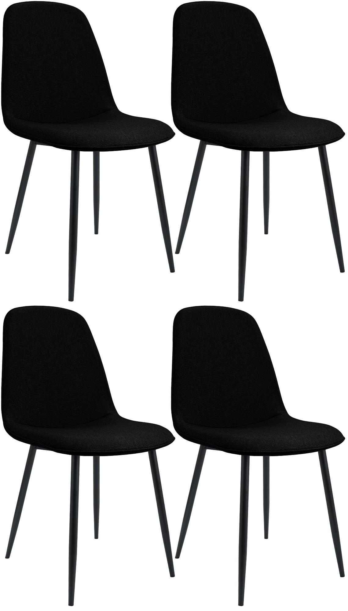 Set van 4 eetkamerstoelen Maryam zwart,Stof schwarz