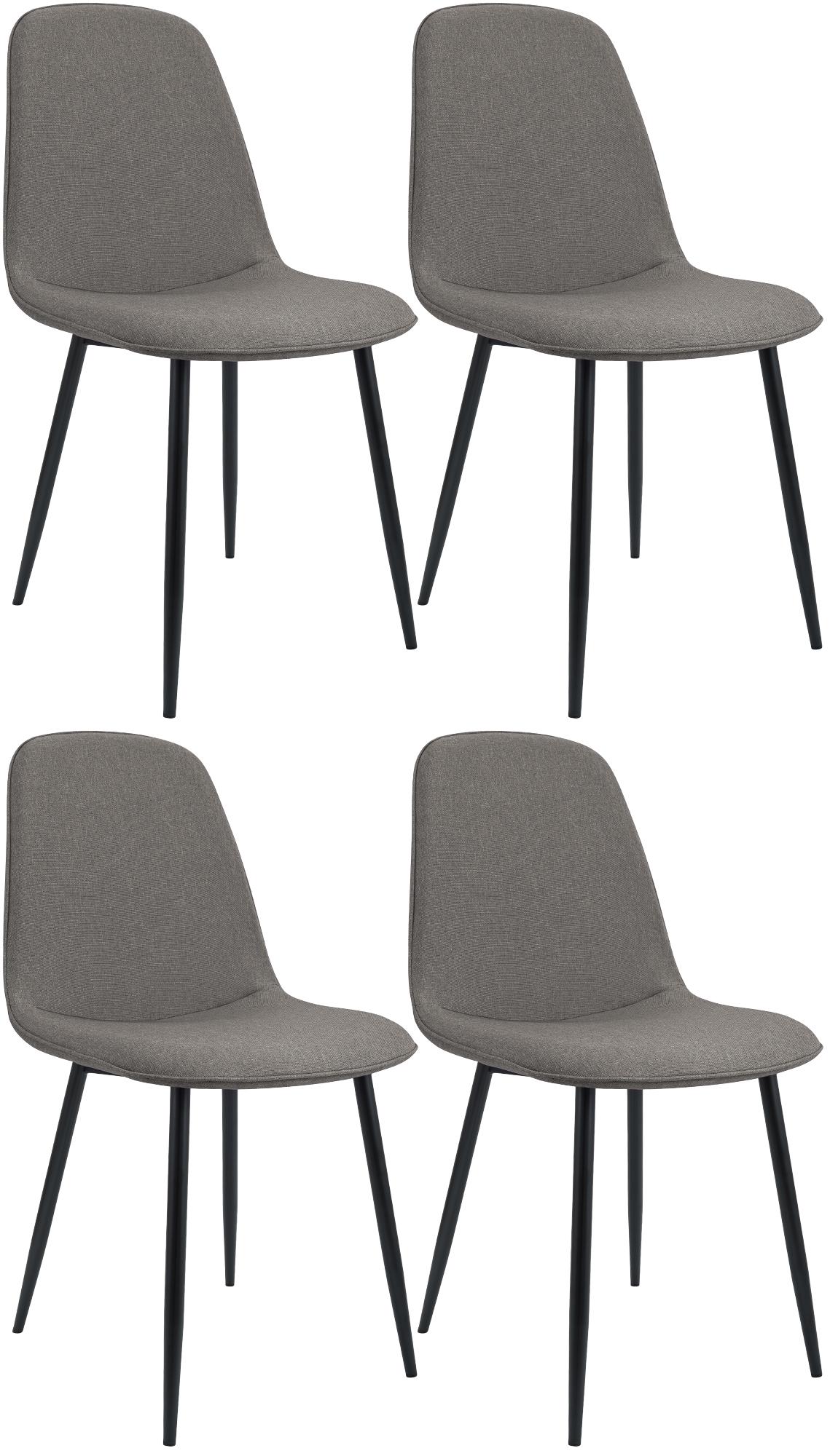 Set van 4 eetkamerstoelen Maryam licht grijs,Stof hellgrau