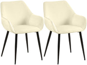 Set van 2 eetkamerstoelen Luena creme,Fluweel creme