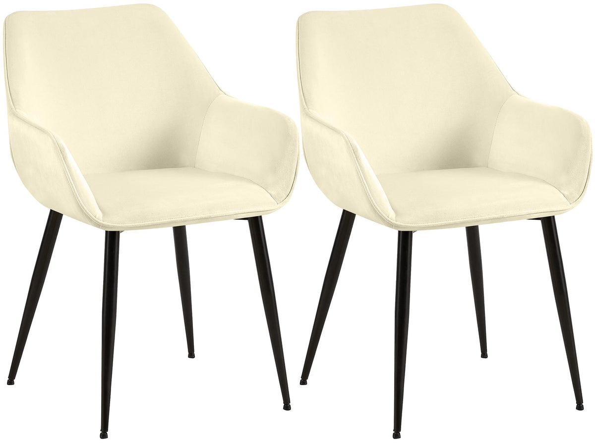 Set van 2 eetkamerstoelen Luena creme,Fluweel creme