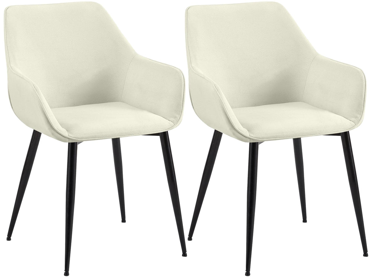 Set van 2 eetkamerstoelen Luena creme,Stof creme