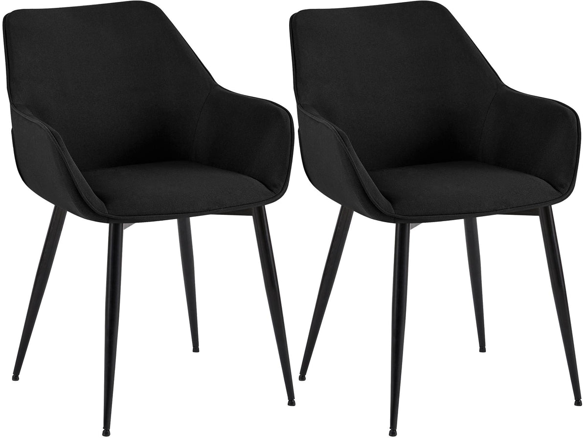 Set van 2 eetkamerstoelen Luena zwart,Stof schwarz