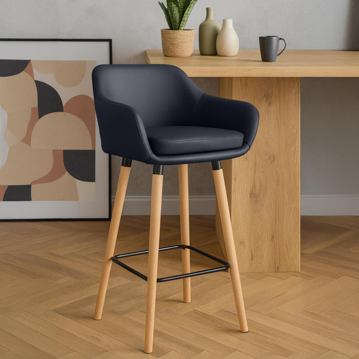 Set van 2 barkrukken Grant kunstleer zwart schwarz
